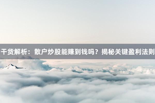 干货解析：散户炒股能赚到钱吗？揭秘关键盈利法则