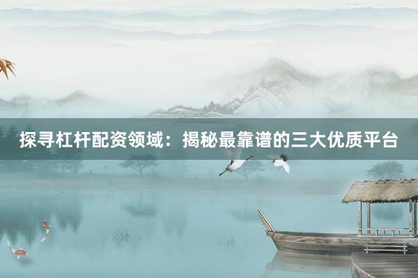 探寻杠杆配资领域：揭秘最靠谱的三大优质平台