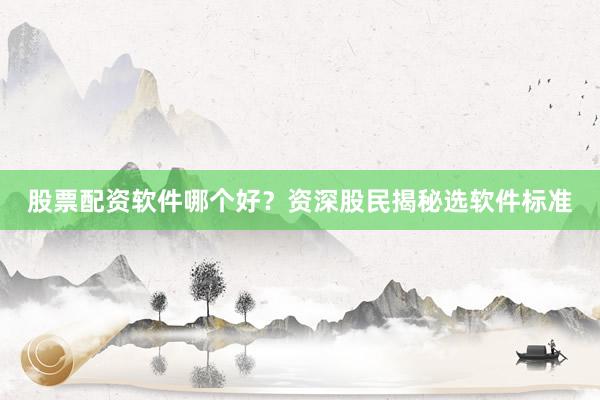 股票配资软件哪个好？资深股民揭秘选软件标准