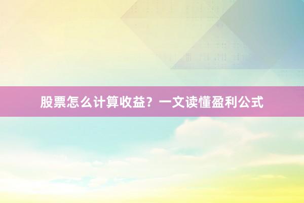 股票怎么计算收益？一文读懂盈利公式