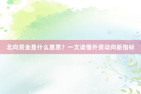北向资金是什么意思？一文读懂外资动向新指标