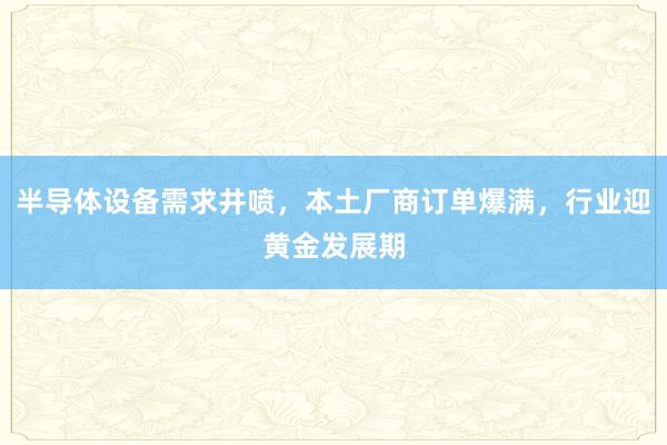 半导体设备需求井喷，本土厂商订单爆满，行业迎黄金发展期