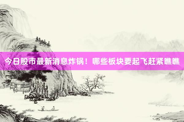 今日股市最新消息炸锅！哪些板块要起飞赶紧瞧瞧