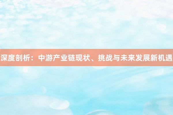 深度剖析：中游产业链现状、挑战与未来发展新机遇