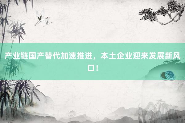 产业链国产替代加速推进，本土企业迎来发展新风口！
