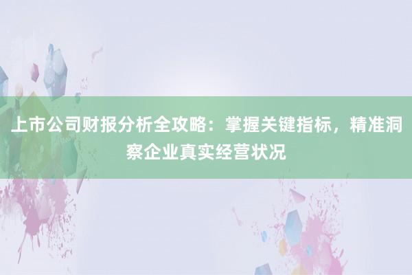 上市公司财报分析全攻略：掌握关键指标，精准洞察企业真实经营状况